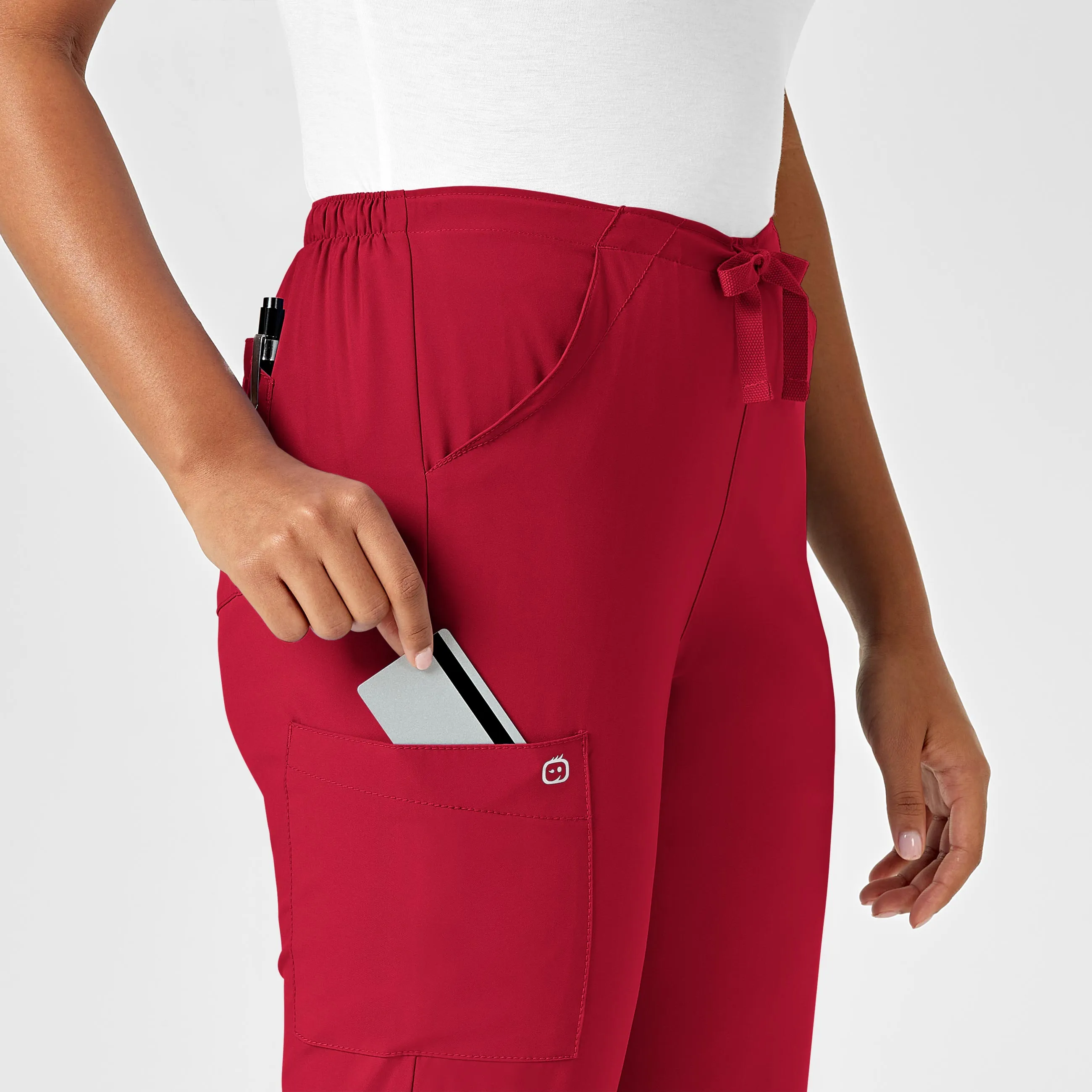 W123 Women's Drawstring Scrub Pant - Red