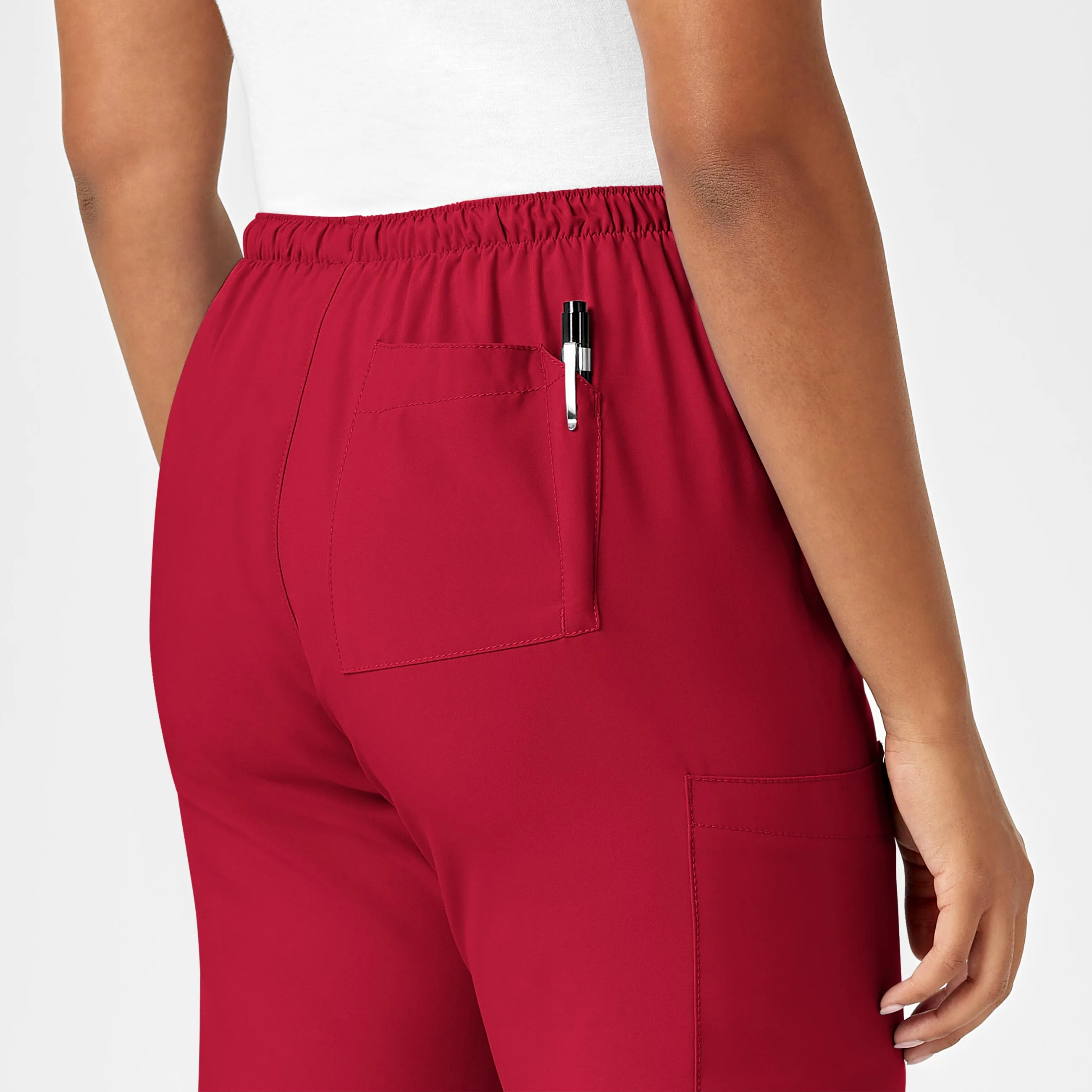 W123 Women's Drawstring Scrub Pant - Red