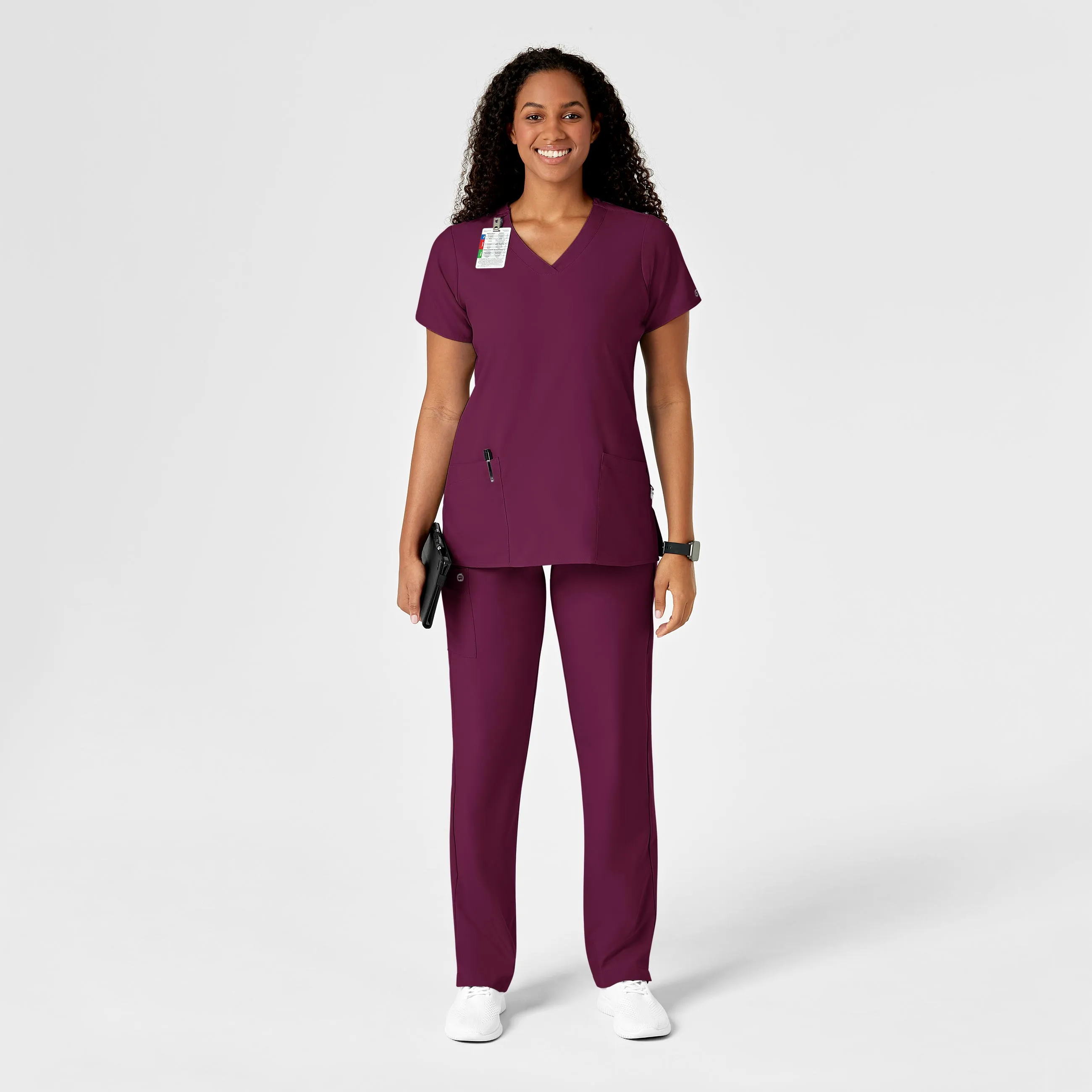 W123 Women's Drawstring Scrub Pant - Wine