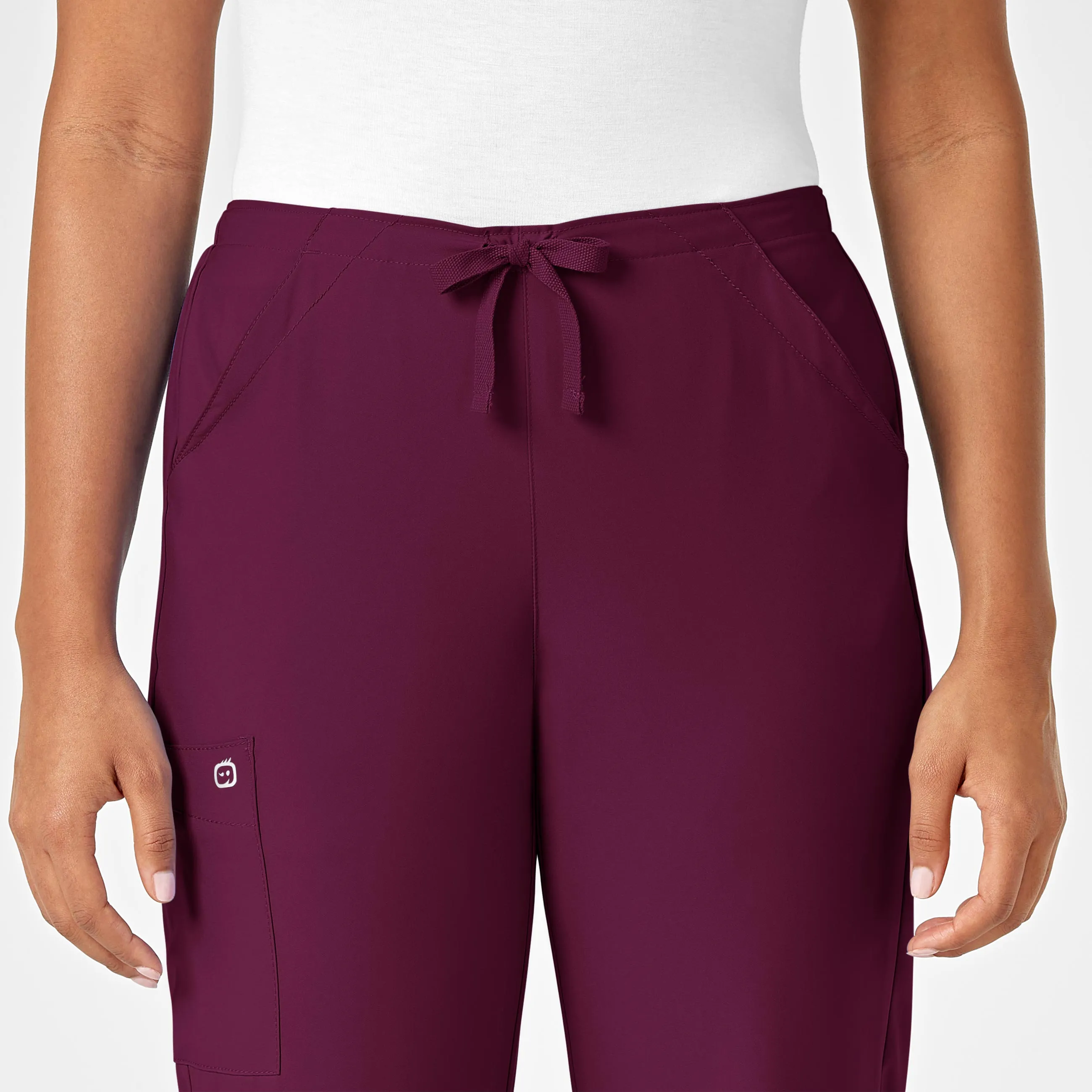 W123 Women's Drawstring Scrub Pant - Wine