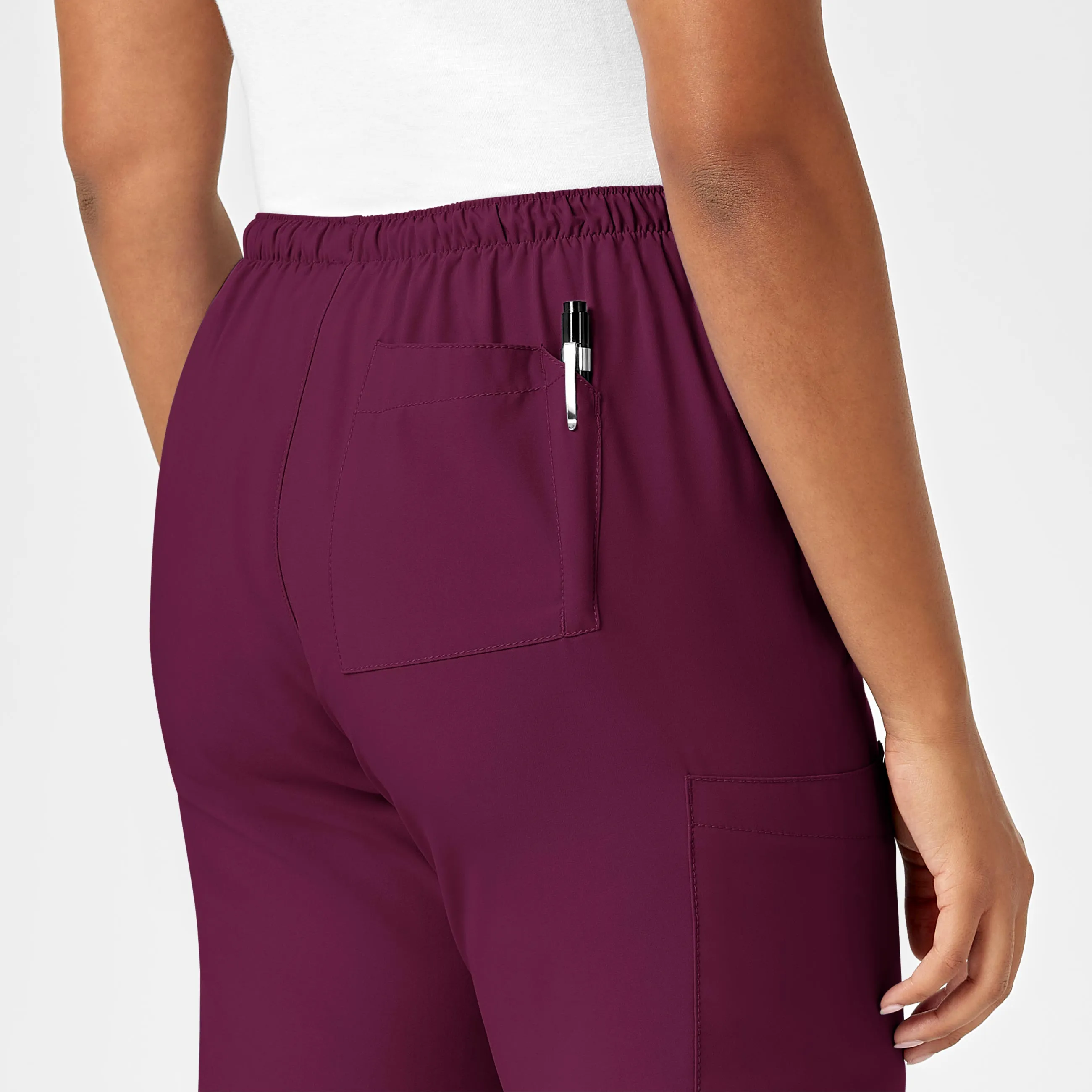 W123 Women's Drawstring Scrub Pant - Wine