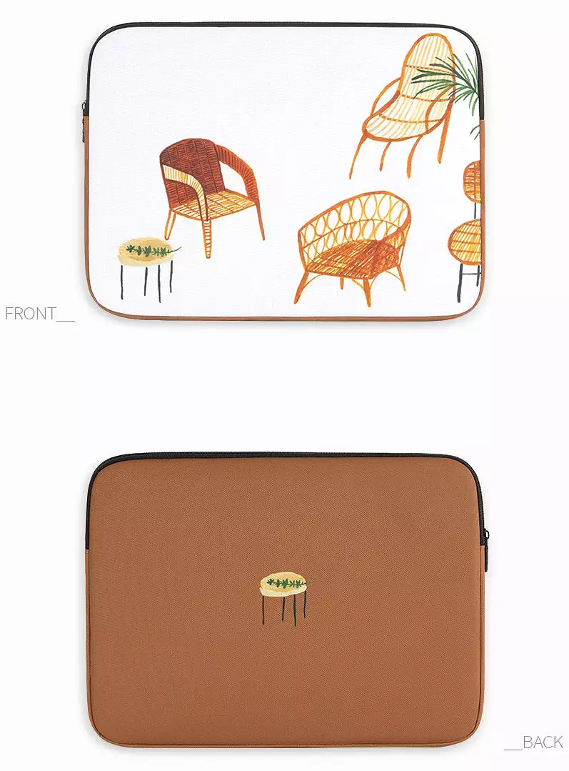 White Beige Chair Graphic Laptop Sleeves 13 15 inch Cases Protective Covers Handbags Square Pouches Designer Artist Prints Cute 