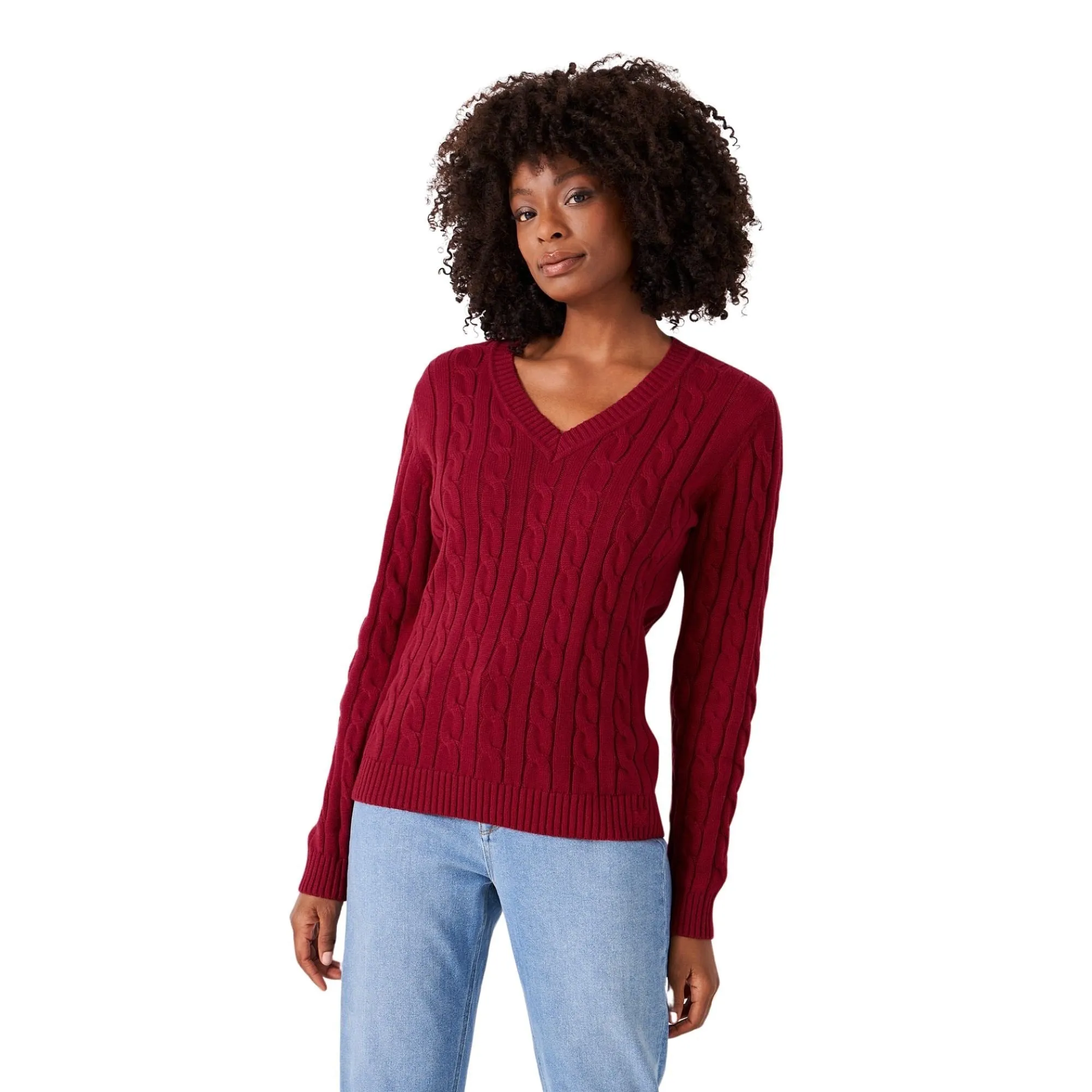 Womens Chunky Heritage Cable Knit Jumper