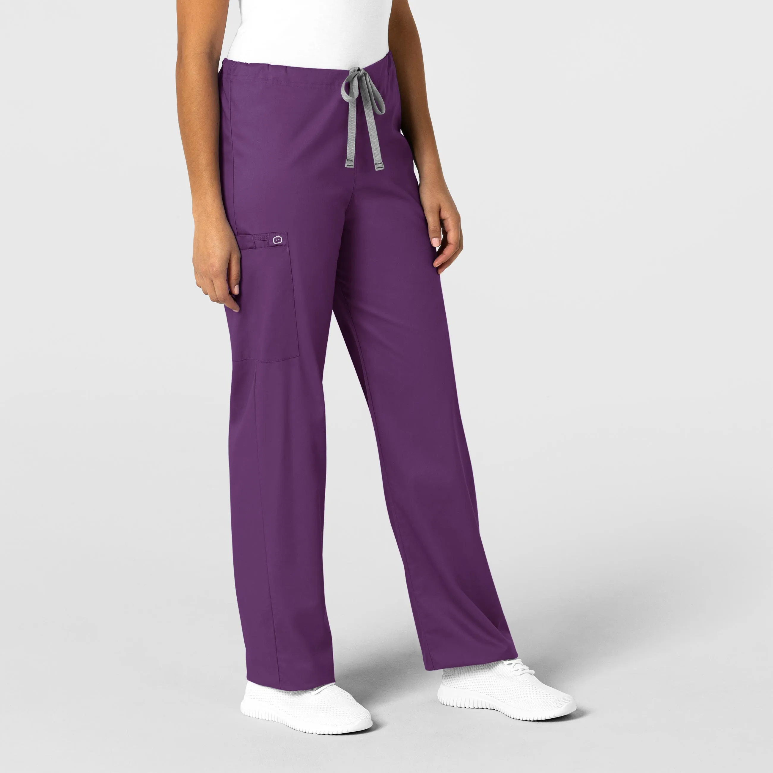 WonderWORK Unisex Drawstring Cargo Scrub Pant - Eggplant