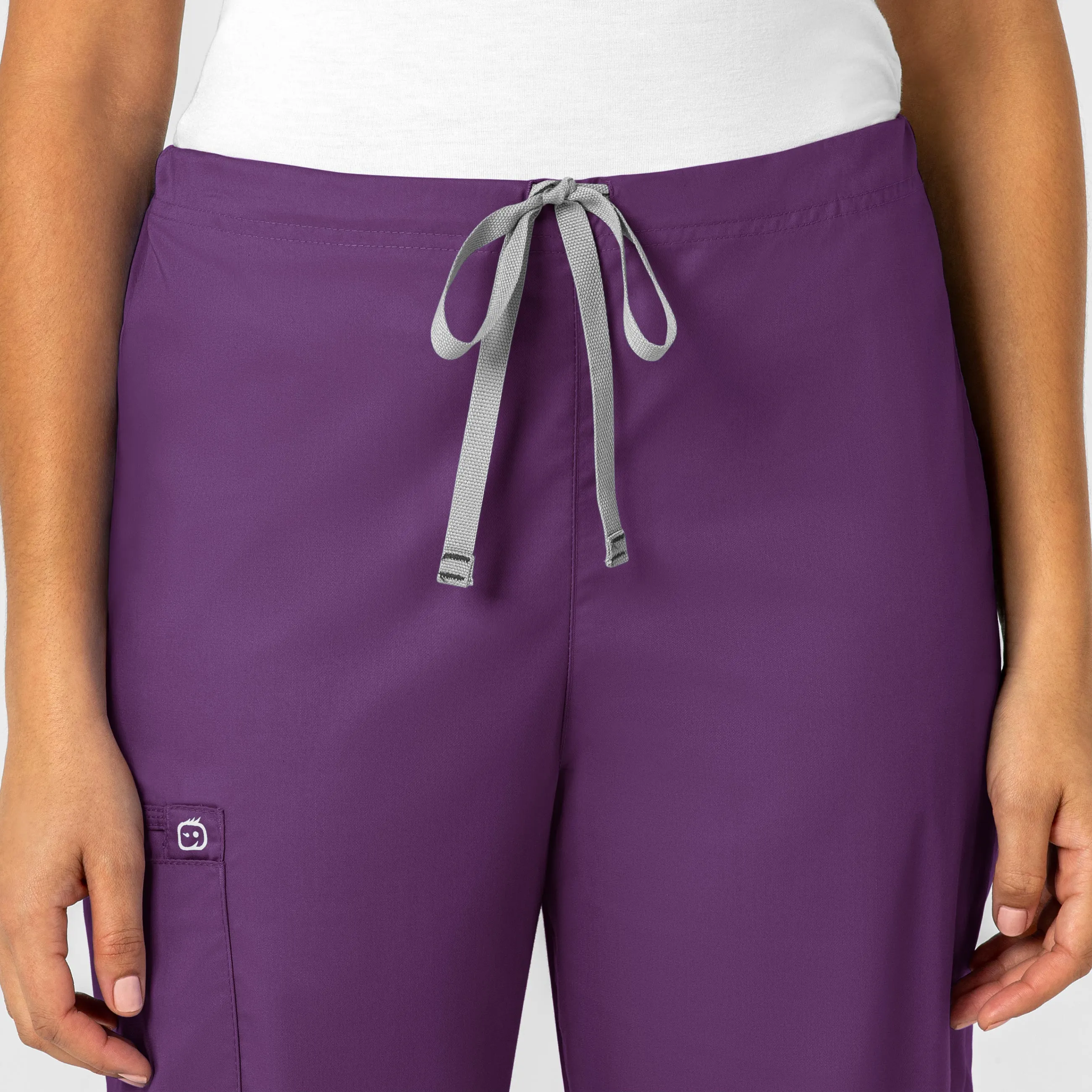 WonderWORK Unisex Drawstring Cargo Scrub Pant - Eggplant