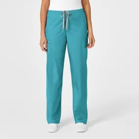 WonderWORK Unisex Drawstring Cargo Scrub Pant - Teal Blue