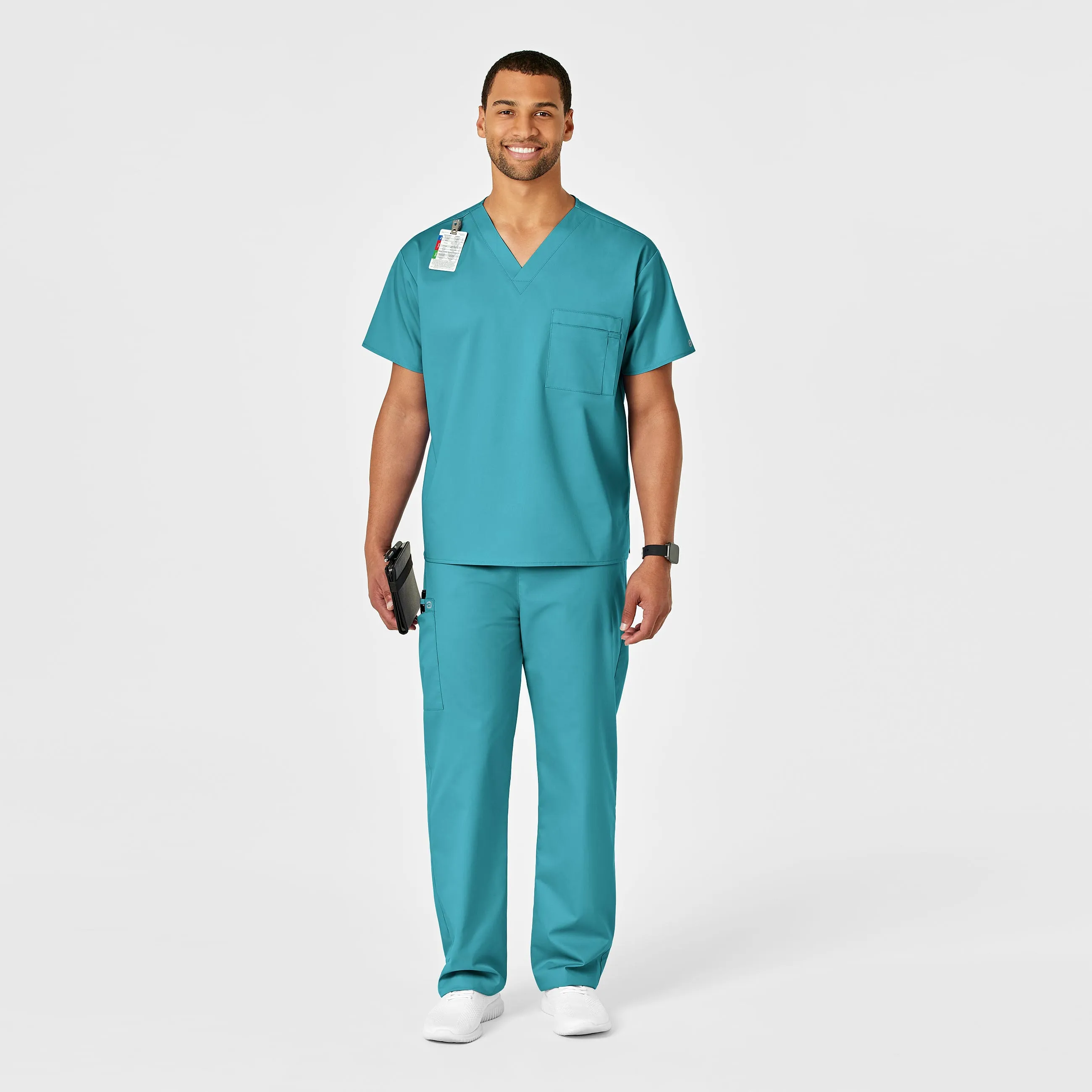 WonderWORK Unisex Drawstring Cargo Scrub Pant - Teal Blue