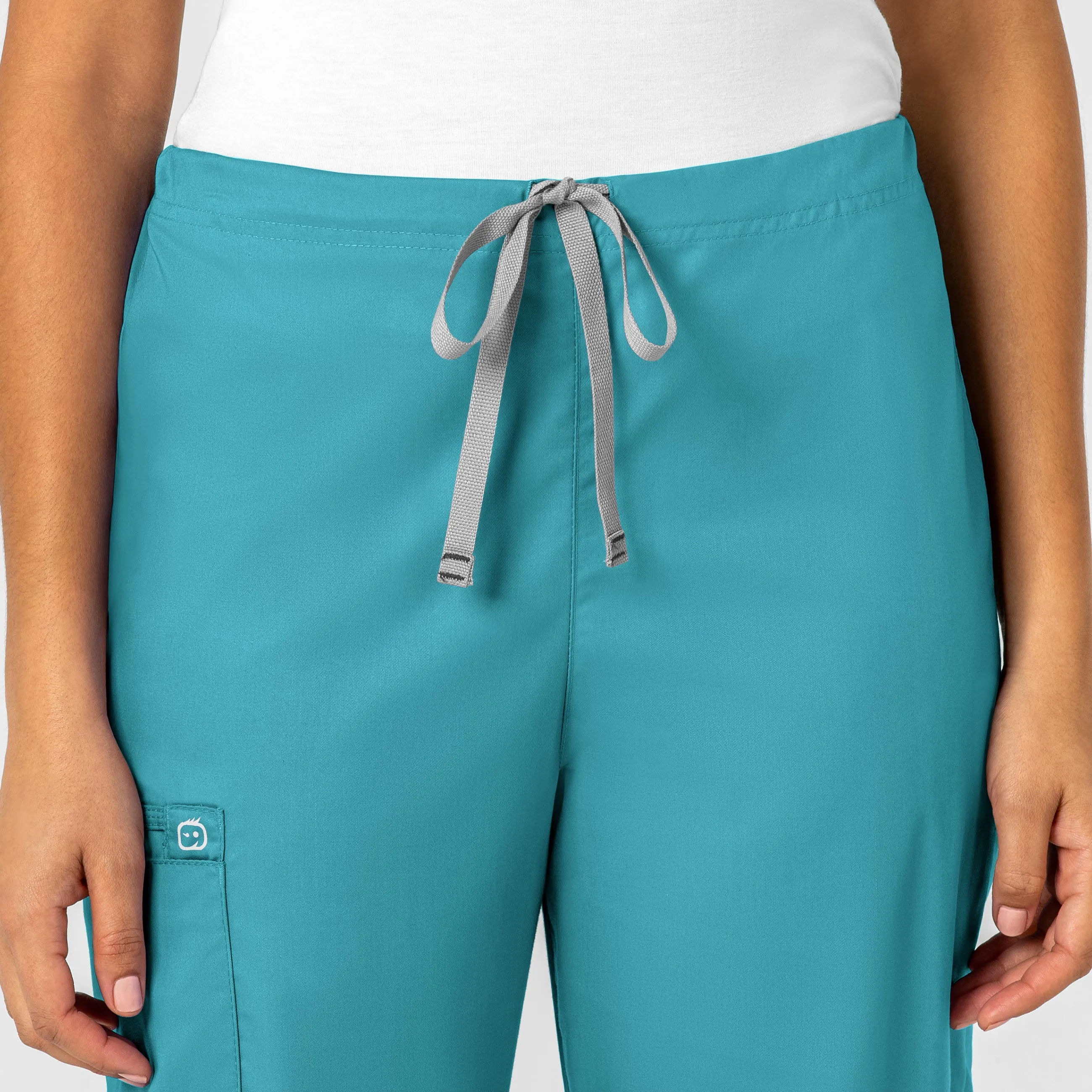 WonderWORK Unisex Drawstring Cargo Scrub Pant - Teal Blue