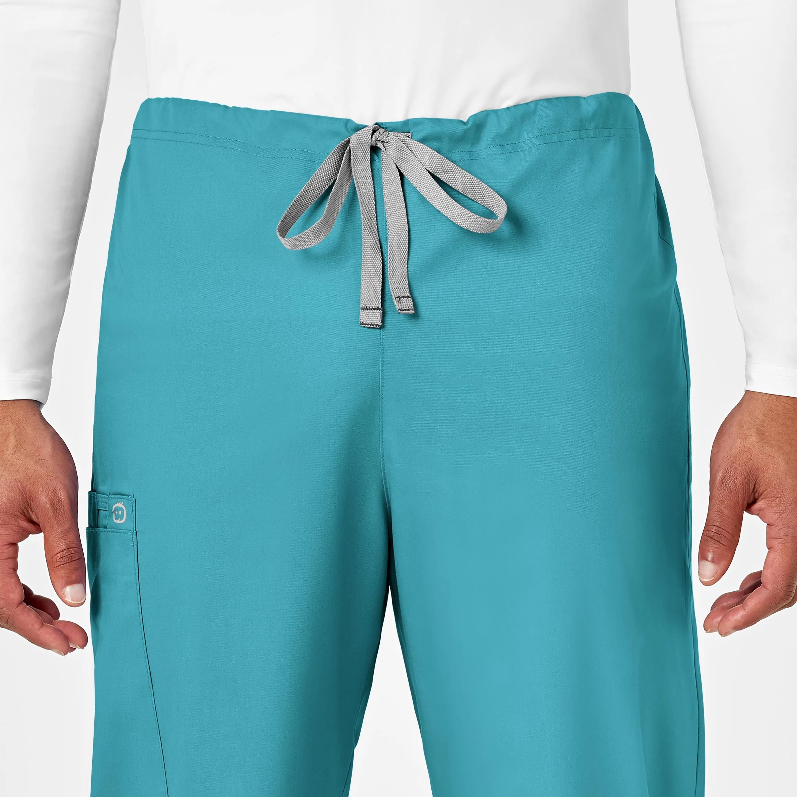 WonderWORK Unisex Drawstring Cargo Scrub Pant - Teal Blue