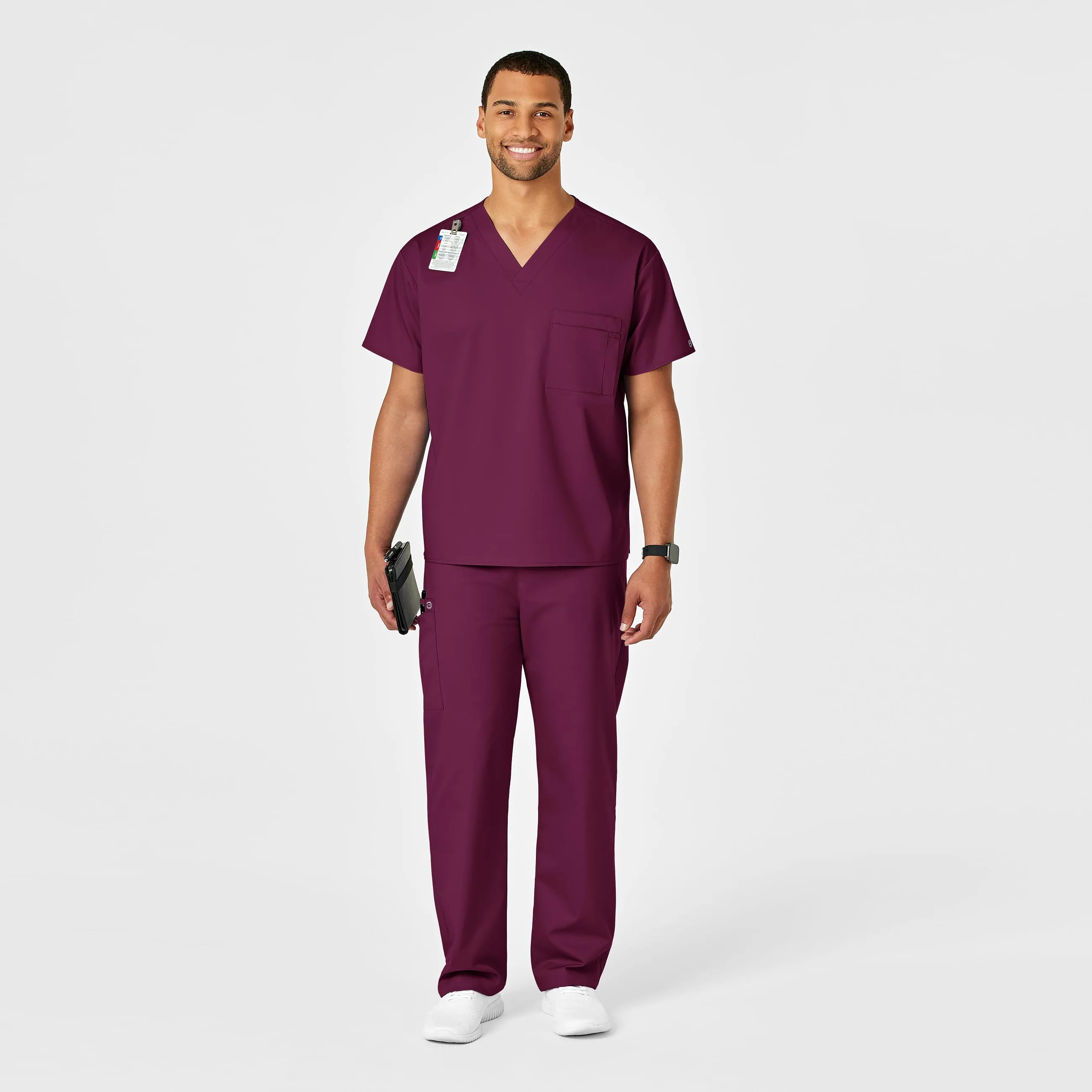 WonderWORK Unisex Drawstring Cargo Scrub Pant - Wine