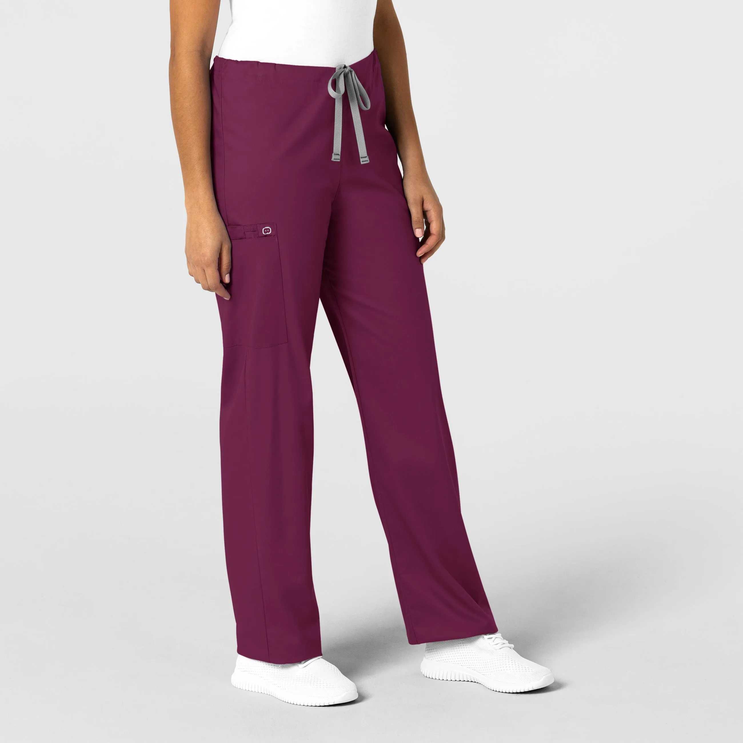 WonderWORK Unisex Drawstring Cargo Scrub Pant - Wine