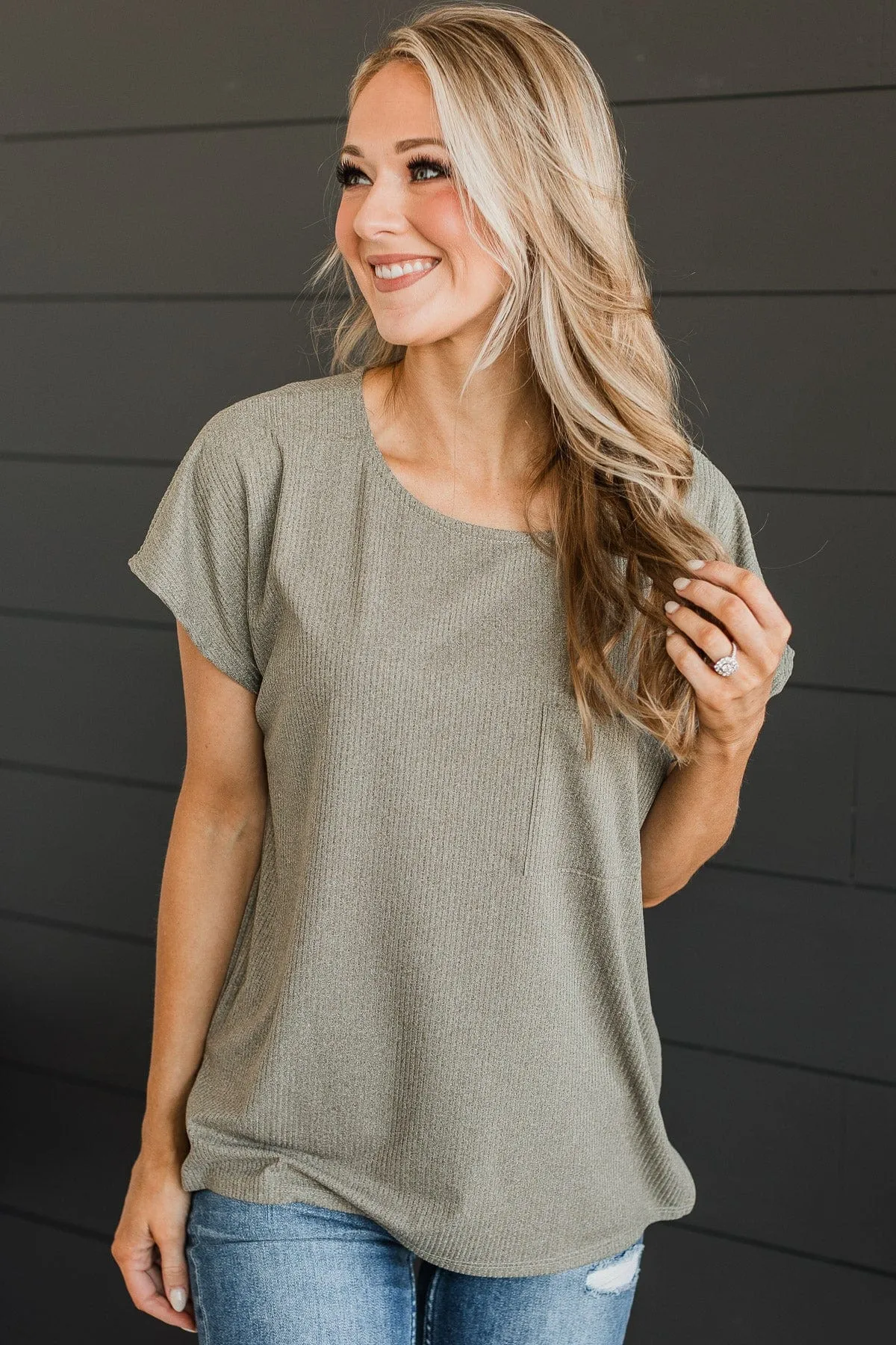 Wrapped Around Your Finger Knit Top- Dusty Olive