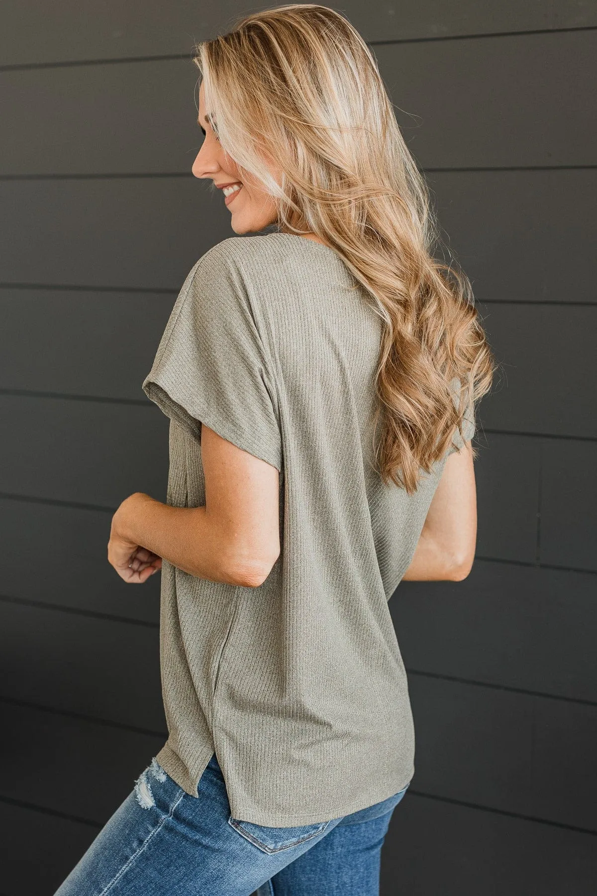 Wrapped Around Your Finger Knit Top- Dusty Olive