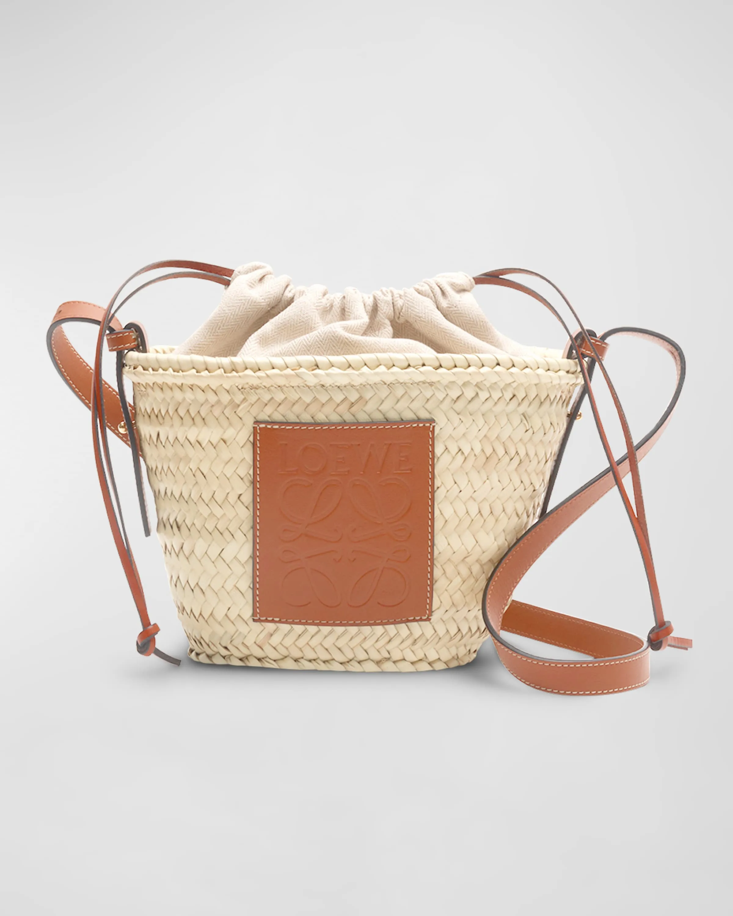 x Paula’s Ibiza Pochette Bag in Raffia with Drawstring Pouch and Leather Strap