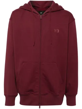 Y-3 LOGO-PRINT FRONT ZIP FASTENING DRAWSTRING HOODIE