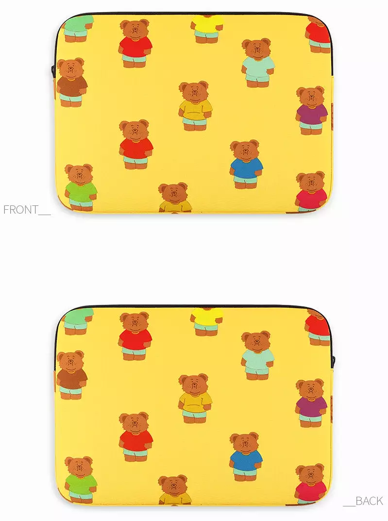 Yellow Bear Graphic Laptop Sleeves 13 15 inch Cases Protective Covers Handbags Square Pouches Designer Artist Prints Cute School